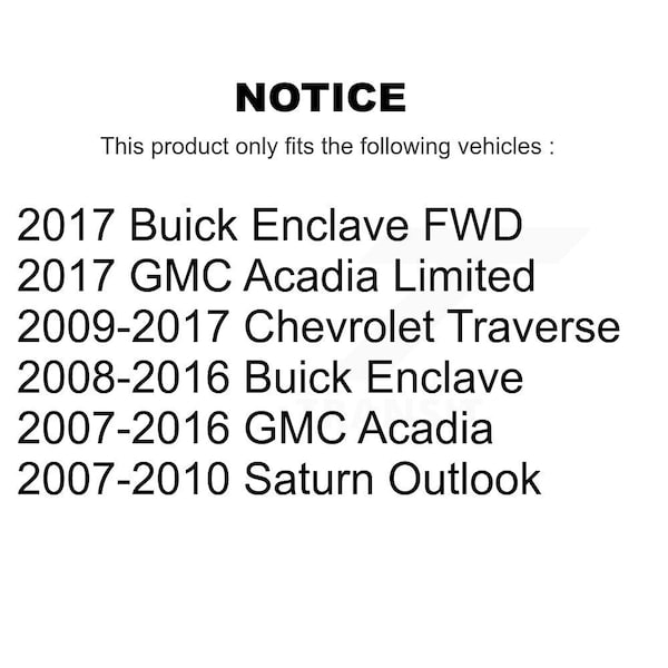 Front Rear Wheel Bearing Hub Assembly Kit For Chevrolet Traverse GMC Acadia Buick Enclave